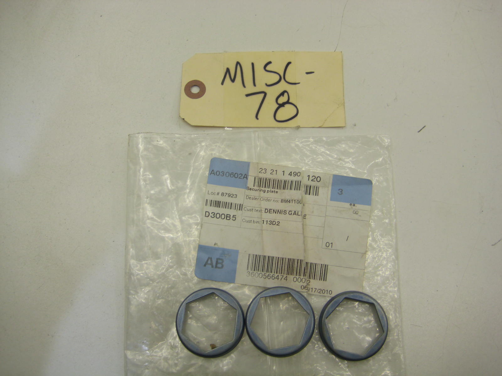 Securing Plate 23 21 1 490 120 (Set Of 3) MISC 78