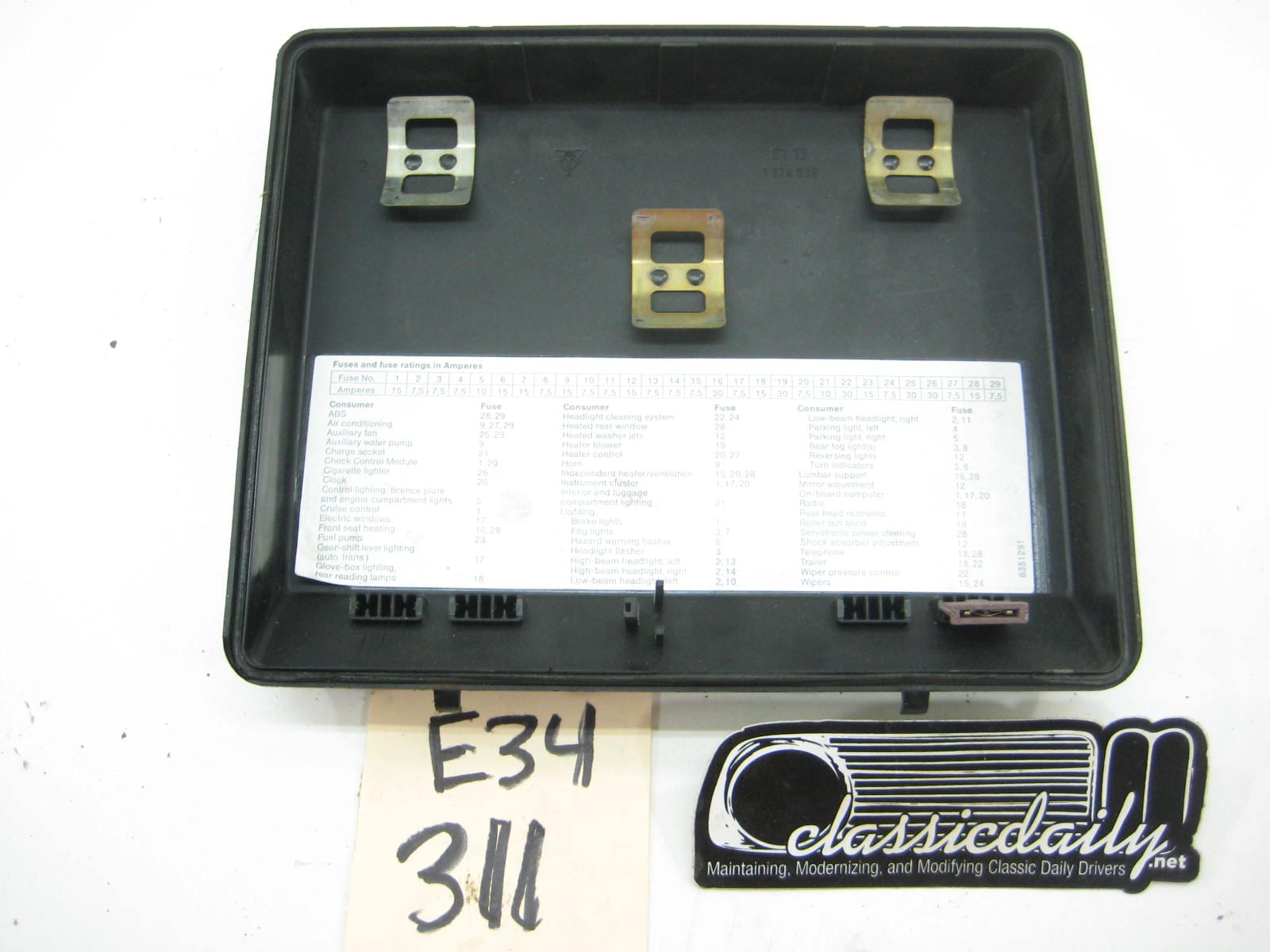 bmw e34 535 525 540 530 fuse box cover
